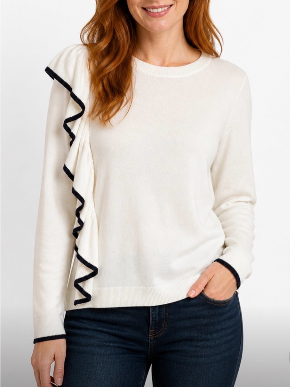 Preowned White Halogen sweater Medium Petite
